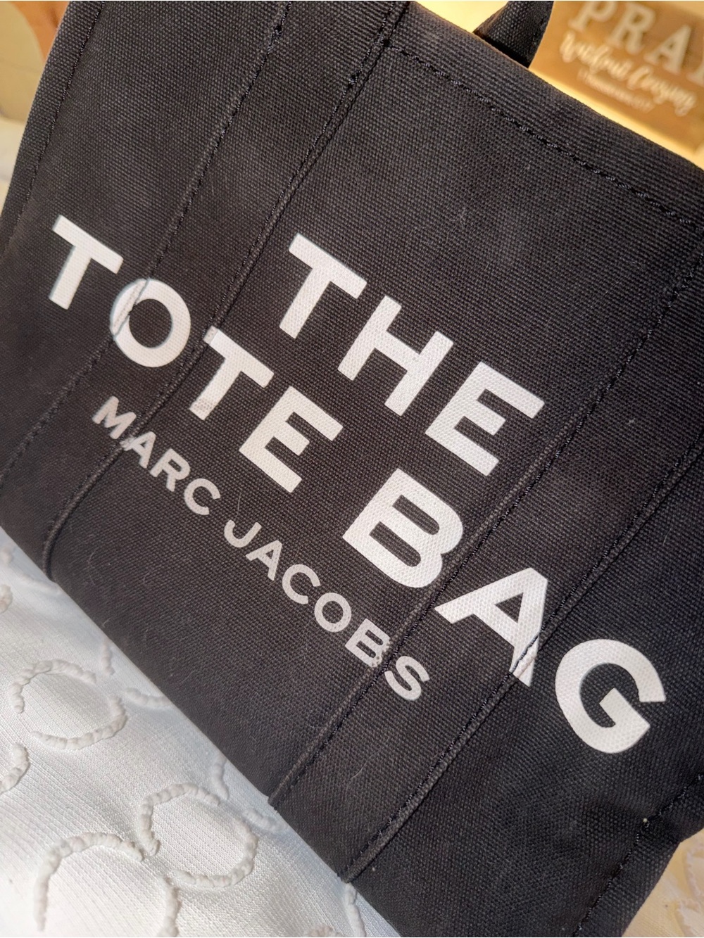 Marc Jacobs Black Canvas 'The Tote Bag' with White Logo - Picture 3 of 5